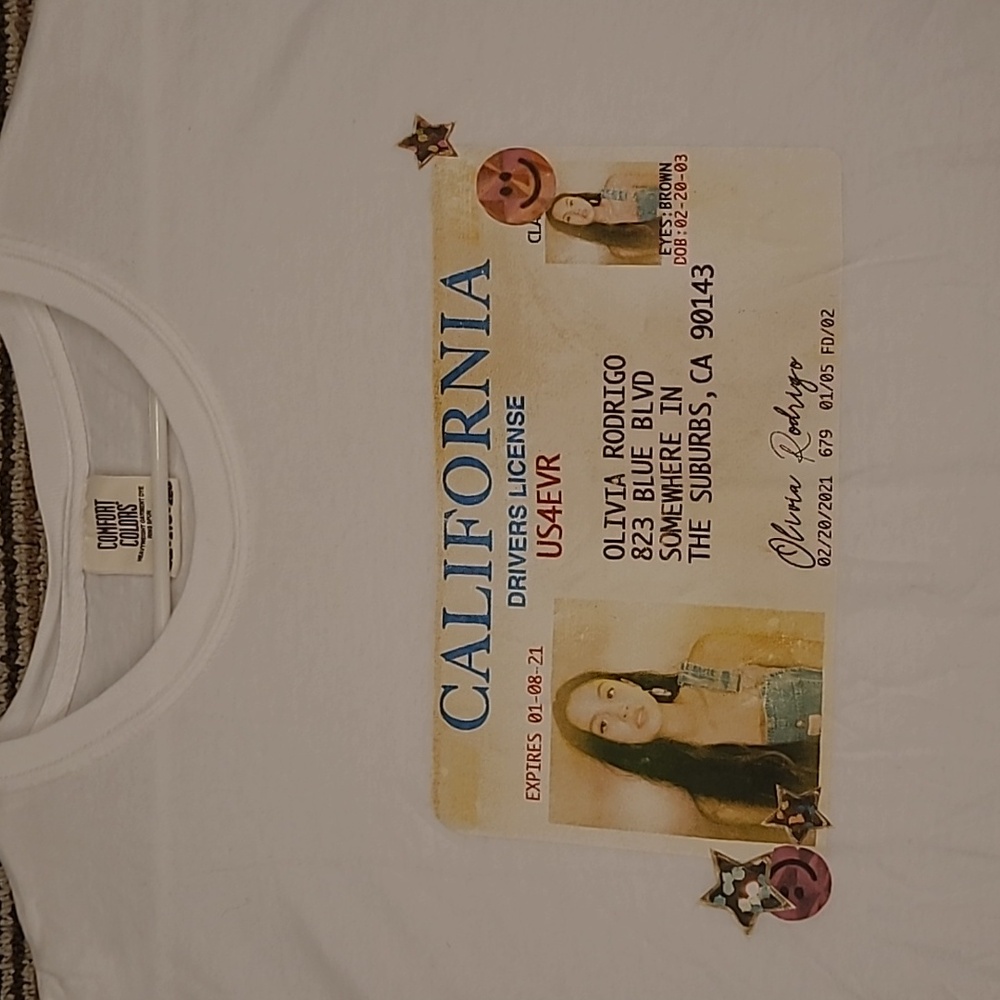 OLIVIA RODRIGO Driver License Tour White Cotton 2XL Original Run Mens T Shirt